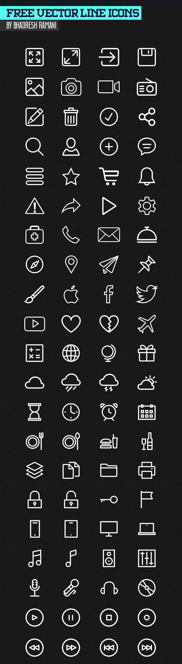 Free Vector Line Icons - 84 Icons