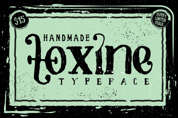 Toxine typeface is inspired by old hand drawn bottle label