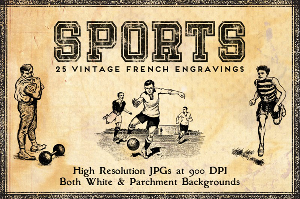 25 Vintage French Sports Engravings