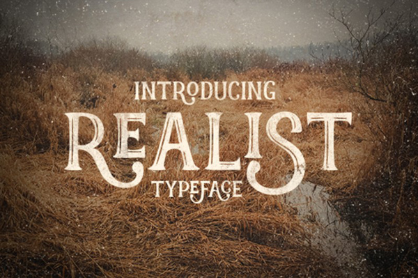 Realist typeface font display made by hand