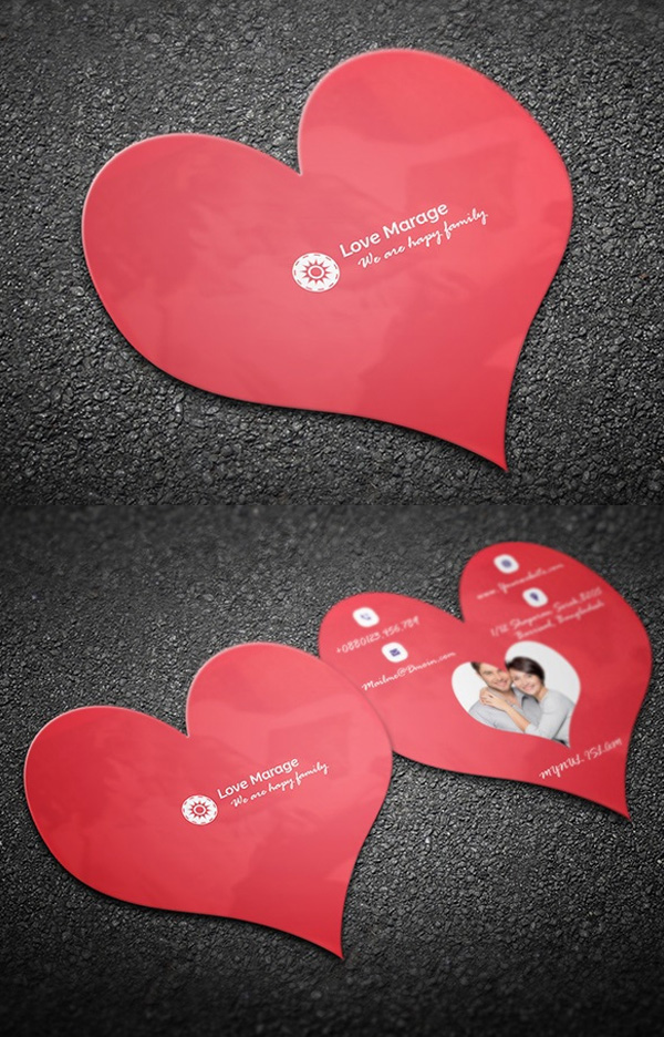 Heart Business Card Free PSD Template