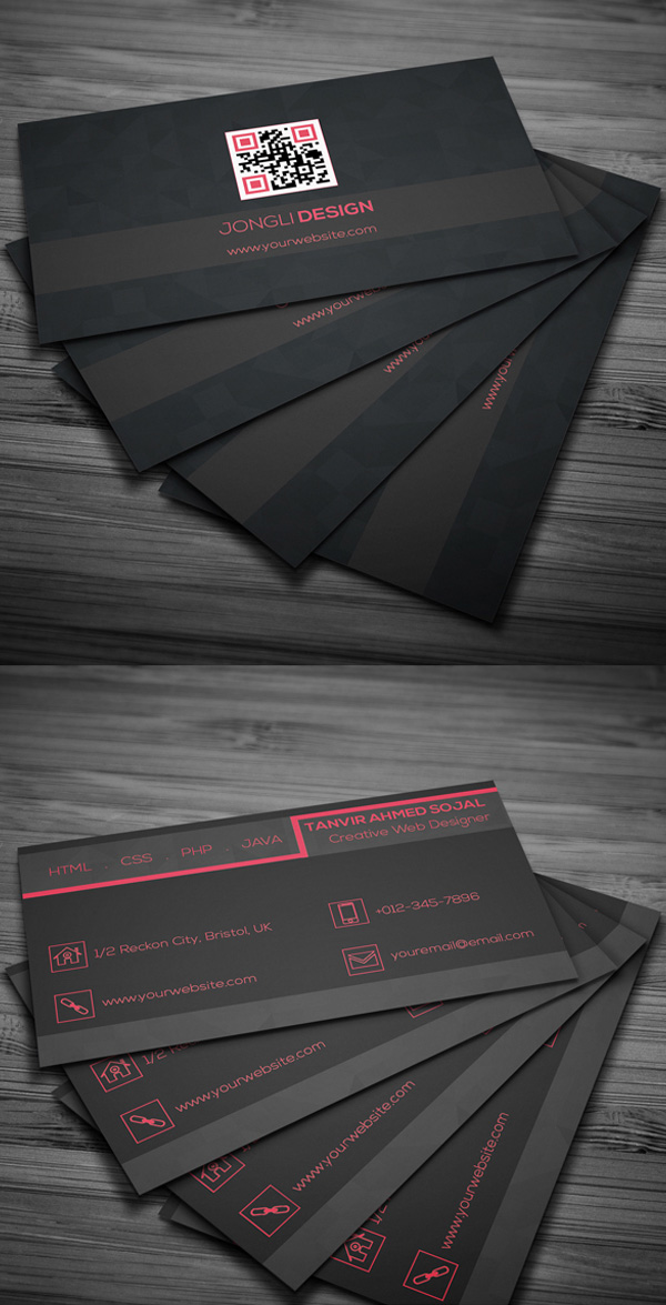 Free Dark Business Card PSD Template