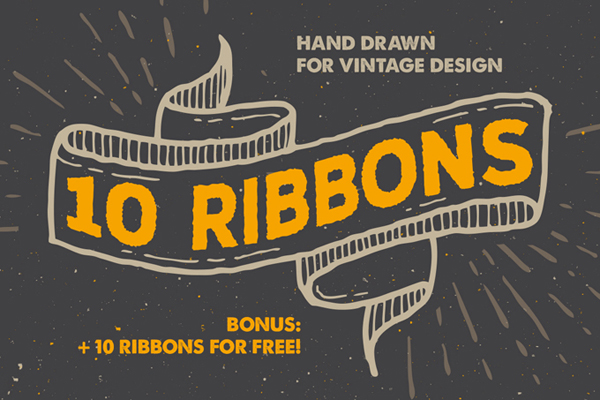 Hand-drawn Vintage style ribbons