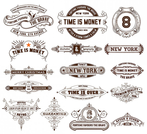 16 vector retro/vintage style labels and banners