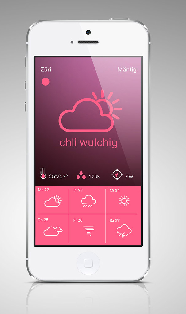Weather forecast app UI Design by Pascal Frey
