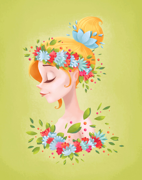 How to Paint a Spring Lady Floral Portrait in Adobe Photoshop