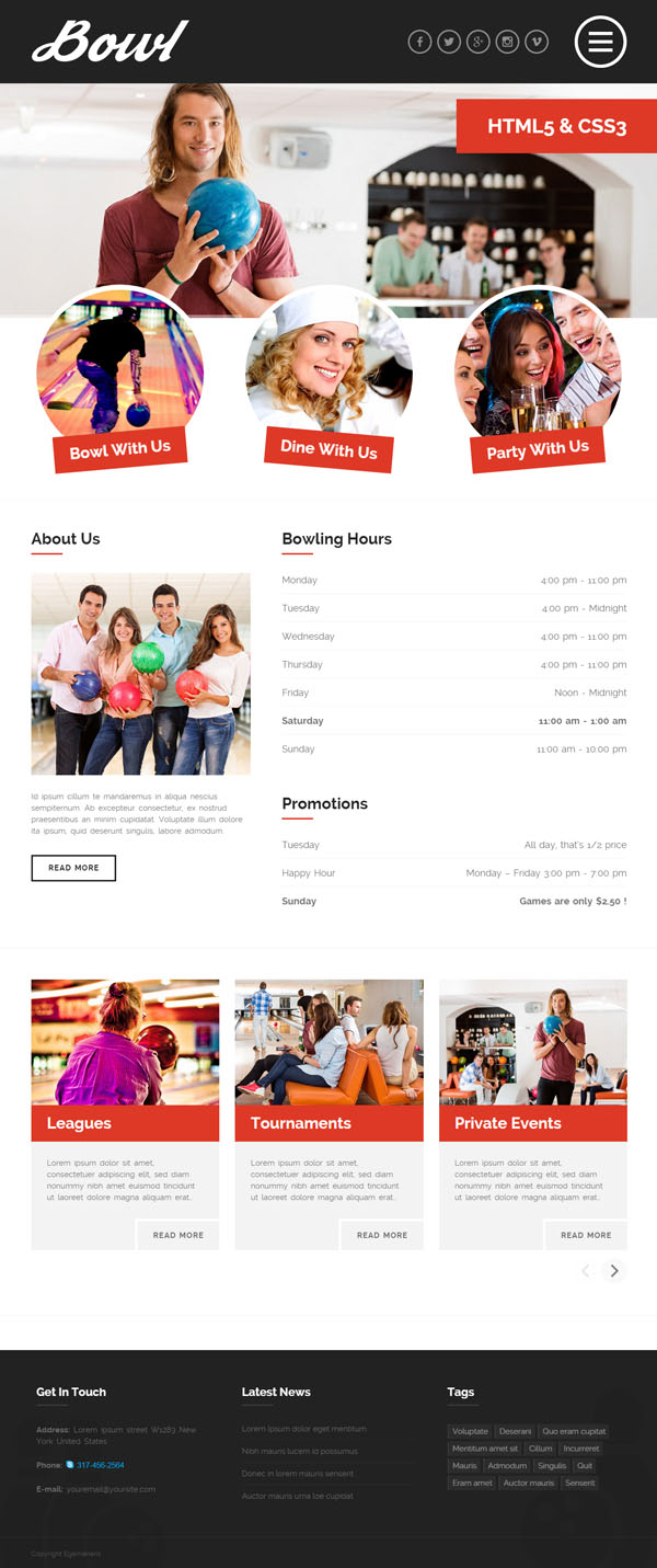 BOWL - Responsive Bowling Center HTML Template