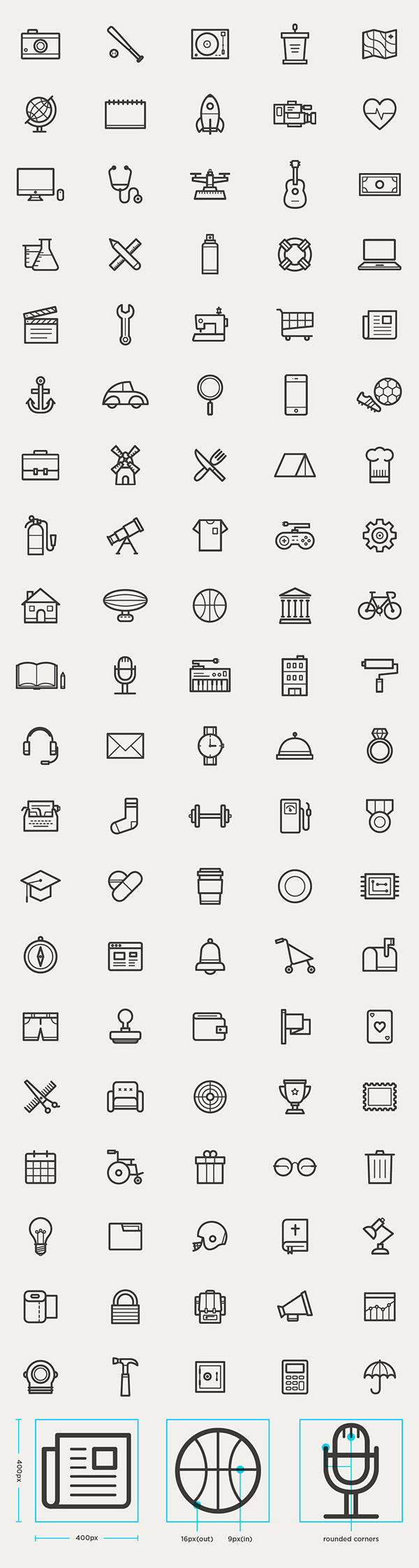 Free Outline Icons Set (95 Icons)