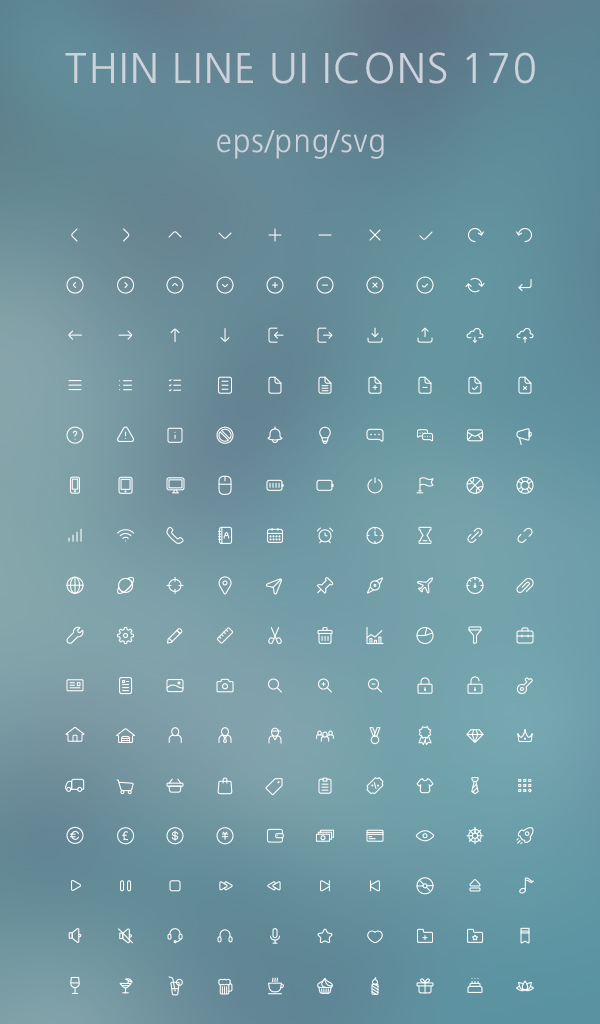 Free Thin Line UI Icons - EPS, PNG and SVG (170 Icons)