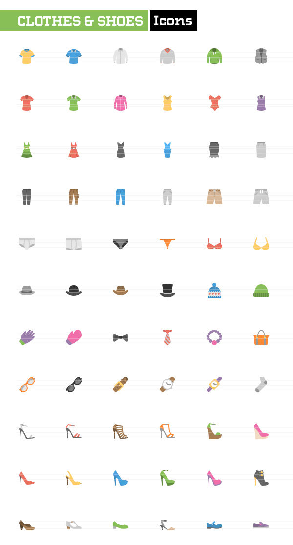 Clothes and Shoes Flat icons
