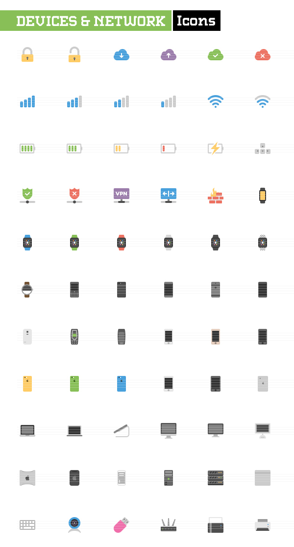 Devices and Network Flat icons