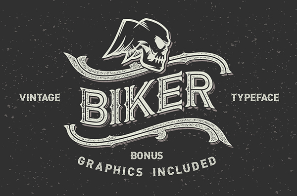 Biker font set + graphics