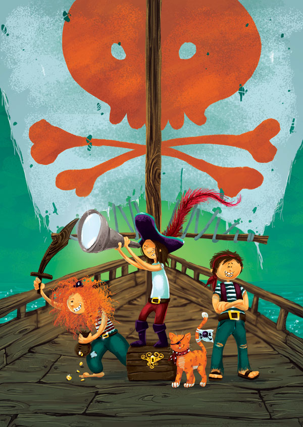 Create a Multi-Character Pirate Illustration for Young Children in Adobe Photoshop