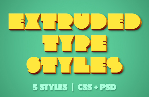 Extruded CSS Type Styles (+PSD) Free Download
