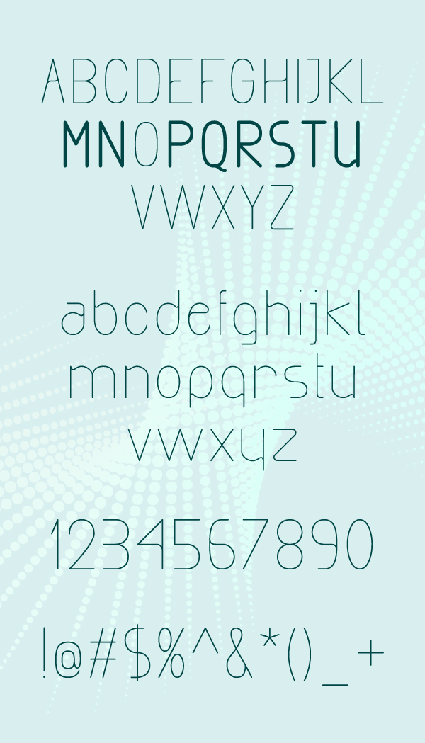 Exacta rounded font letters and numbers
