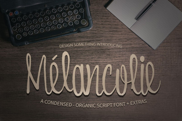 Melancolie is an organic condensed script font