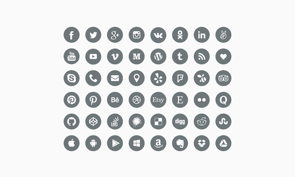 Social Media Icons .Sketch EPS, SVG, PDF and PNG - 48 Icons