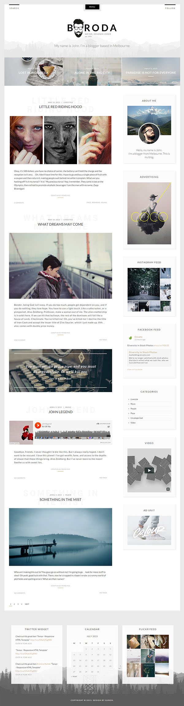 Boroda Personal Blog WordPress Theme