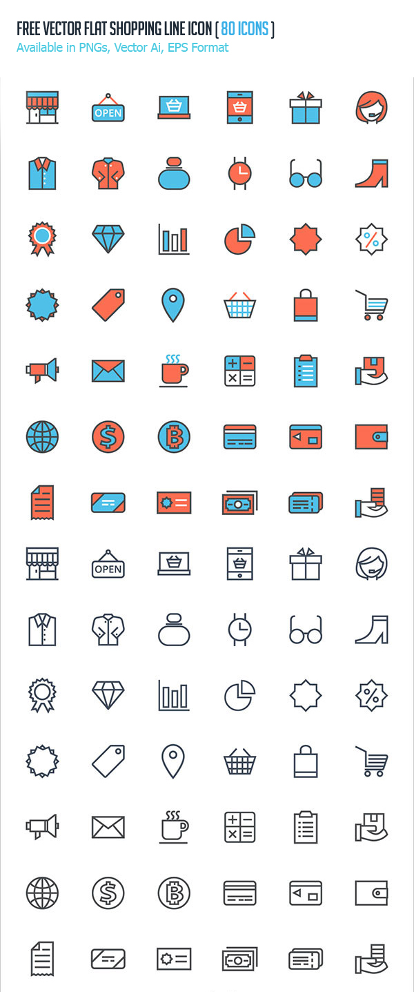 Free Vector Flat Shopping Line Icons - (80+ Icons)