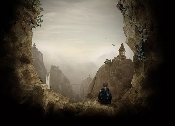 Create An Otherworldly Scene Of A Climber In A Cave In Photoshop