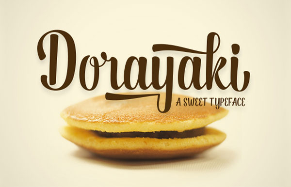 Dorayaki Script bold, modern typeface that combines brush lettering with natural handwriting