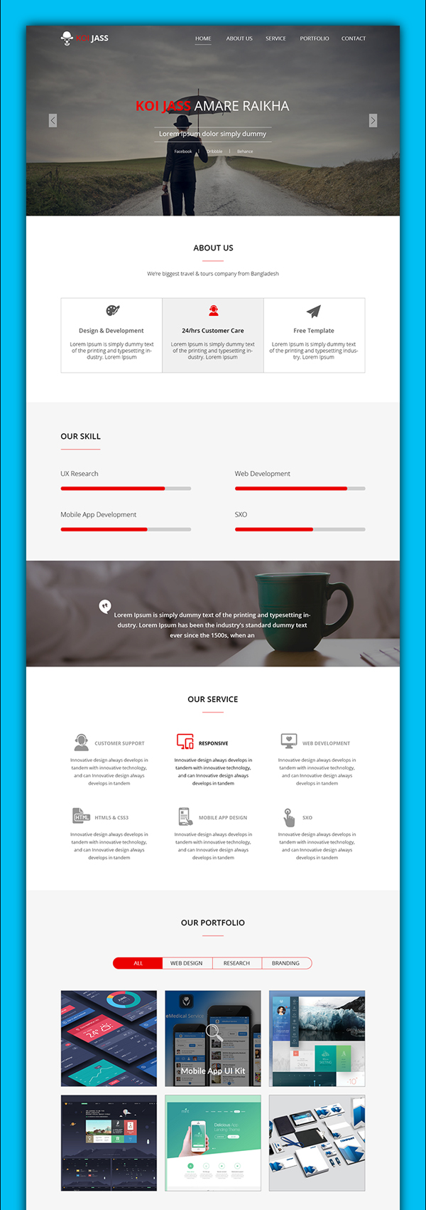 Free Creative One Page PSD Web Template