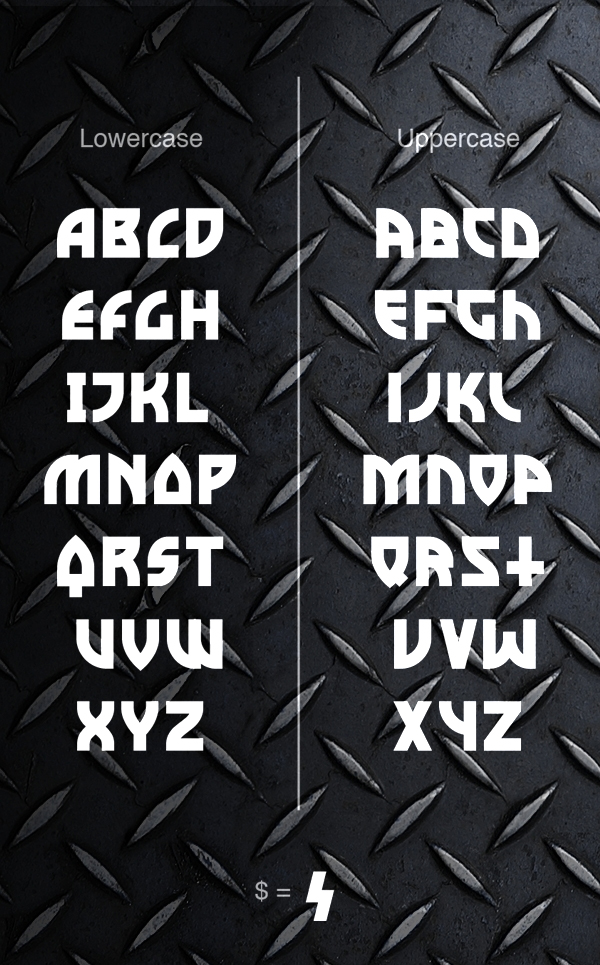 Metal Curve font letters