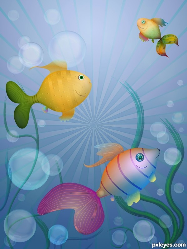 Create a Colorful Water World with Fish and Sea Weed