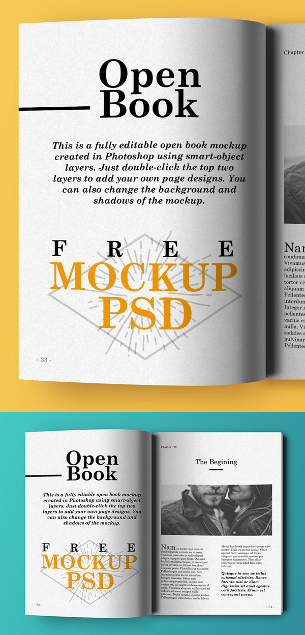 Free Open Book Mockup PSD