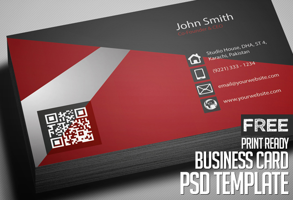 Free Creative Red Business Card PSD Template
