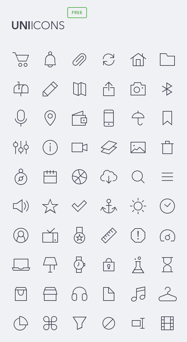 Uniicons Thin OutLine Icons (PSD) - 200 Icons