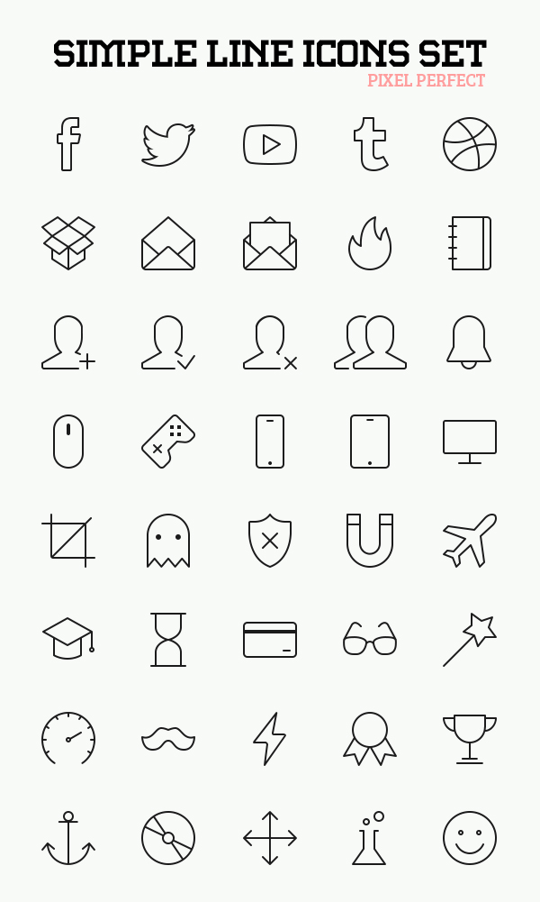 Simple Line Icons Set (AI, PSD, EPS, SVG, PNG) - 40 Icons