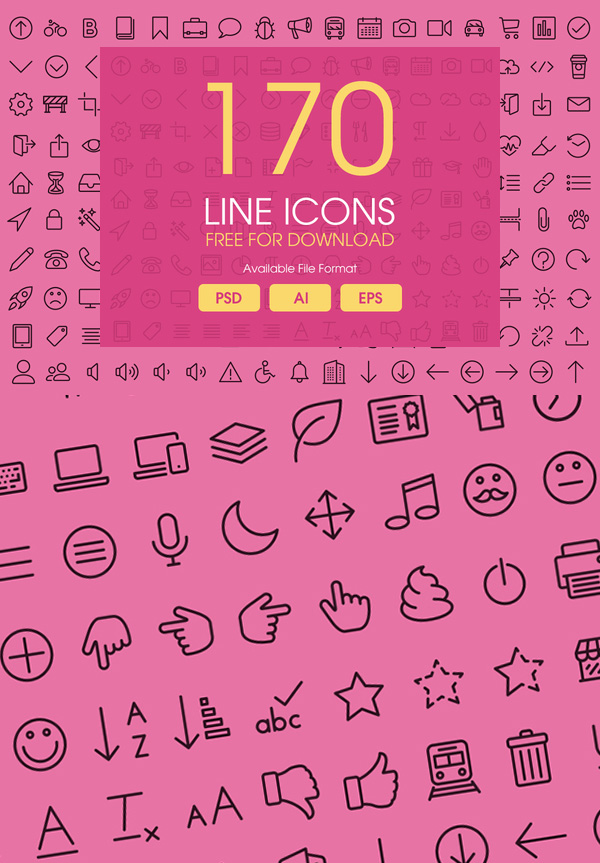 Free Line Icons - 170 Icons (PSD, AI & EPS)