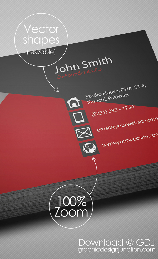 Free Creative Red Business Card PSD Template - 5
