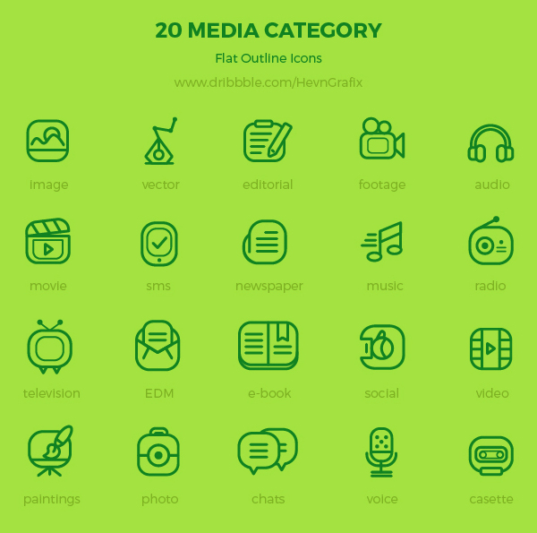 Free 20 Media Category Icons by HevnGrafix Creative