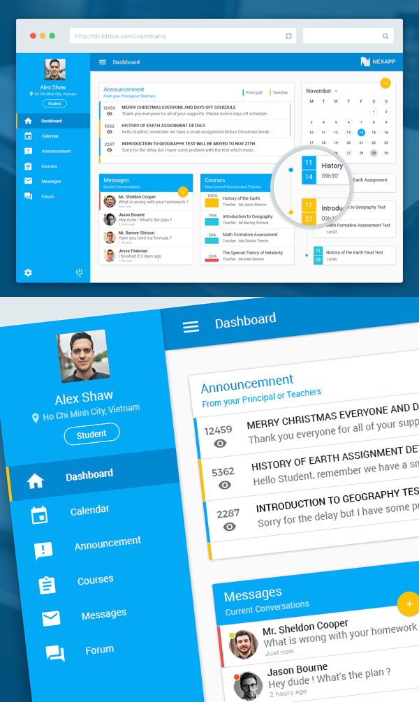 Free Education Dashboard PSD Template