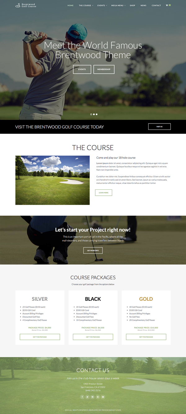 Brentwood - Golf Course / Sports WordPress Theme