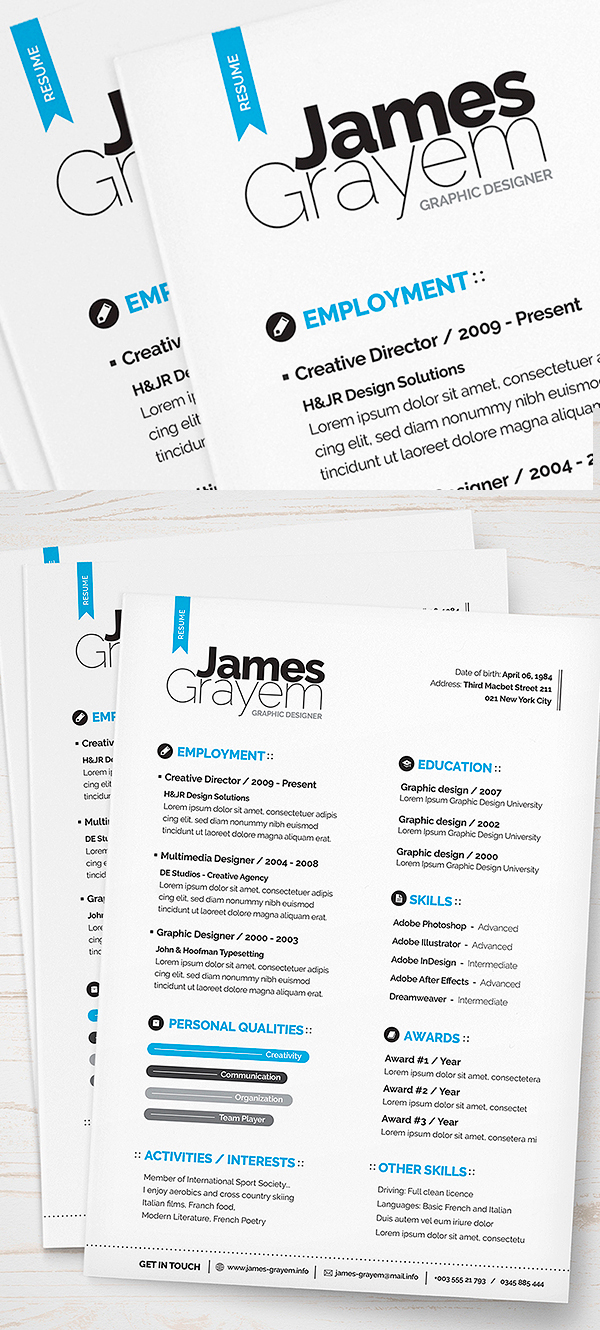 Free Resume + Cover Letter / CV Template (PSD)