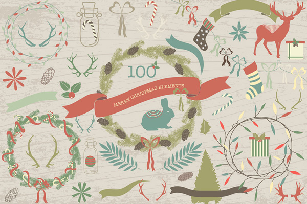 100 Merry Christmas Elements