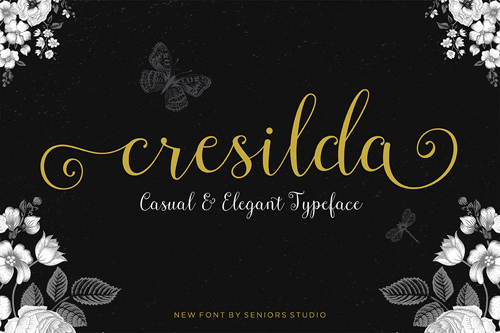 Cresilda Script is a beautifully fluid, handwritten calligraphy font