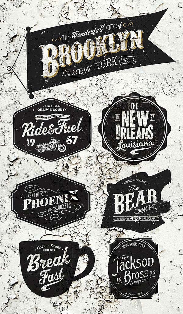 cool vintage style badge templates in PSD 