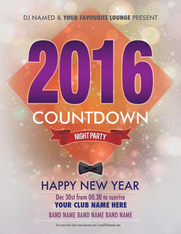 2016 New Year Party Flyer Free PSD Download