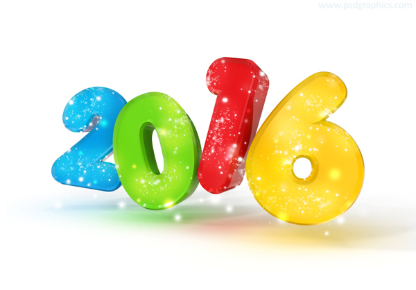New Year 2016 3D Numbers PSD