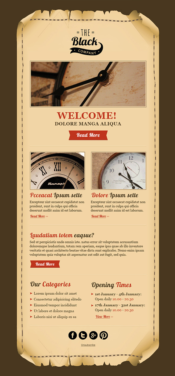 Free PSD Vintage Email Template