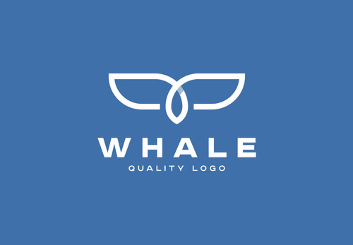 Whale Line Art Logo Template