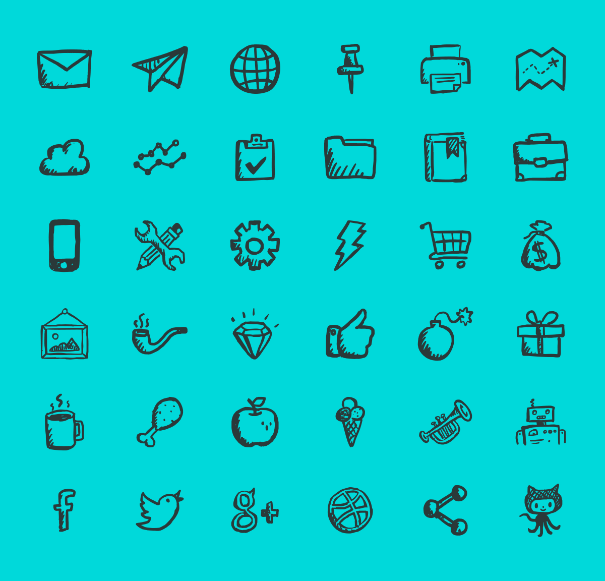 Free Hand-drawn Outline Icons Available in Ai, EPS, PDF & PSD (36 Icons)