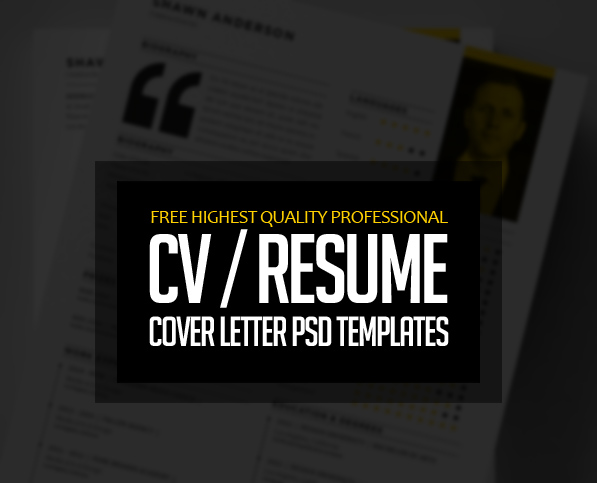 15 Free Professional CV/Resume and Cover Letter PSD Templates