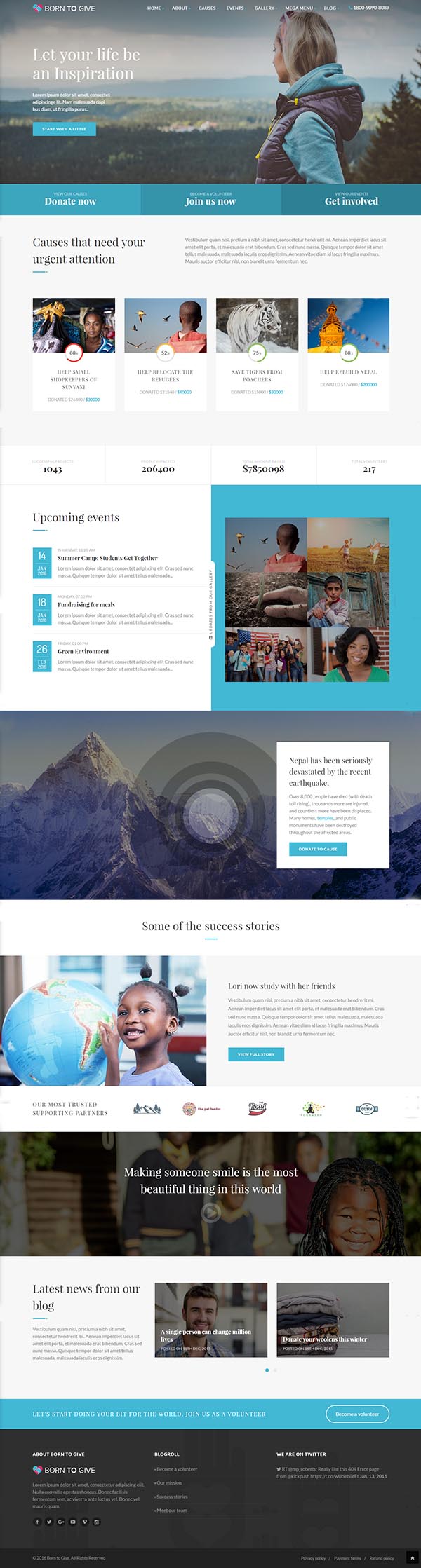 Born To Give - Charity Crowdfunding Responsive HTML5 Template
