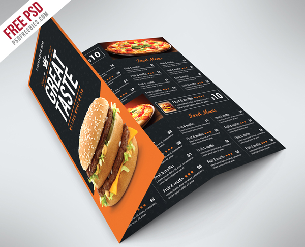 Fast Food Menu Trifold Brochure Free PSD