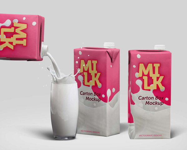 Free Milk Carton Box Mockup PSD